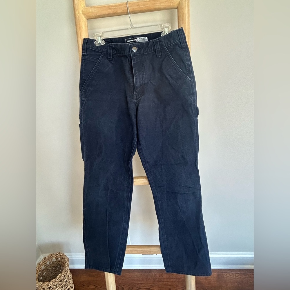 Carhartt Navy Relaxed Fit canvas work Pants 32x 32